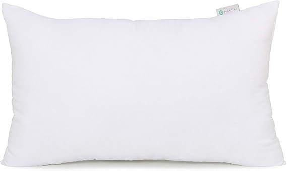 Acanva Decorative Rectangle Throw Pillow Inserts, Hypoallergenic Form Stuffer Cushion Sham Filler, 12" L x 20" W, White