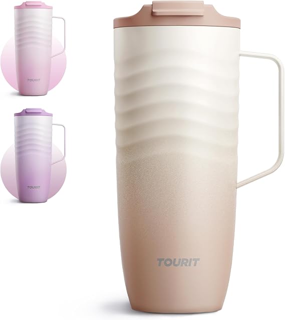 TOURIT 20oz Insulated Coffee Mug with Handle, Leak-Proof Travel Tumbler