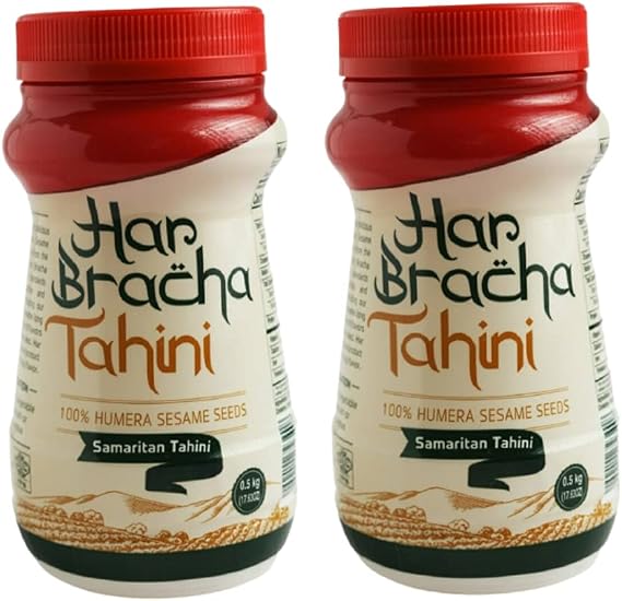 Har Bracha Tahini Paste (17.6 oz). 100% Natural, Vegan Friendly & Kosher Pure Ground Tahina Sauce. Raw Roasted Sesame Seeds for Oriental Dips, Salad Dressings & Hummus (2Pack)