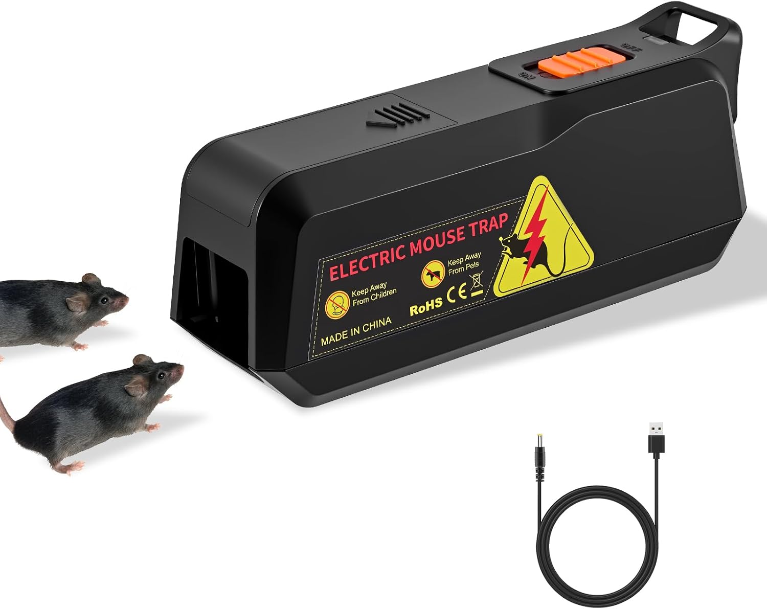 1800V Electric Mouse & Rat Trap - Kills Instantly, Humane Indoor Rodent Killer, Heavy Duty No Touch Design with USB Power, for Home, Kitchen, Office Pest Control