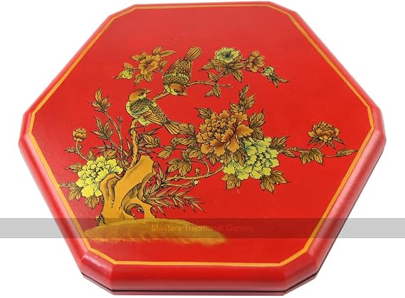 Chinese Checkers in Leatherette Box (Birds and Flowers red Design)