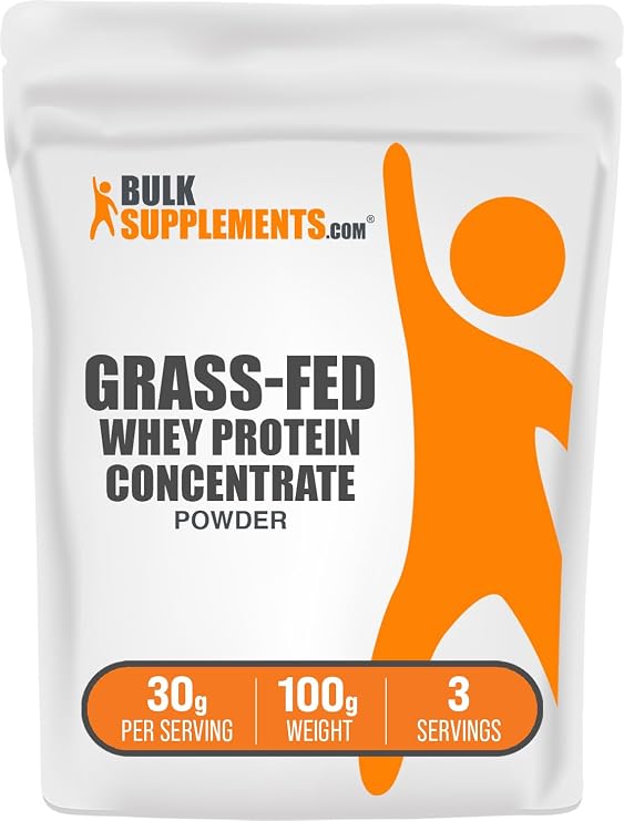 Grass Fed Whey Protein Powder - Whey Protein Concentrate Powder - Unflavored & Gluten Free, 30g per Serving, 100g (3.5 oz) (Pack of 1)