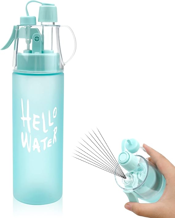 Water Spray Bottle Misting Water Bottle Sport Water Bottle for Outdoor Hydration 580ml Drinking Bottle with Flip Straw,for Cycling Climbing Fitness Hiking Running Mountaineering Humidification Cooling