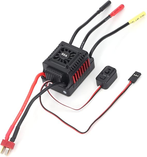 RC Brushless ESC, Water proof 60A Brushless ESC with BEC 5.85V 3A for 1/10 RC, Electric Speed Controller ESCfor 1:10 On Road, Off Road, Buggy, 4-9 NiMH, 2-3S LiPo Batteries