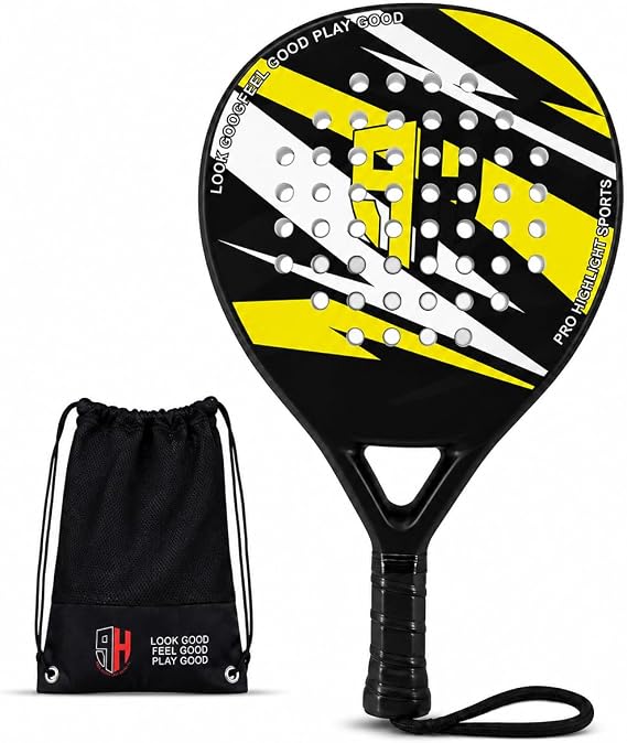 Padel Racket in 100% Carbon Fiber, Pro Paddle Rackets for Adults, Light & Durable Ultra Soft EVA Foam Paddle Tennis Racket Perfect for Beginners & Players of All Ages