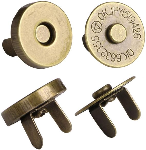 Mini Skater Magnetic Button Clasp Snaps for Sewing Craft Bag Clothing Scrapbooking No Tools Required, 6-Pack (18mm, Bronze)