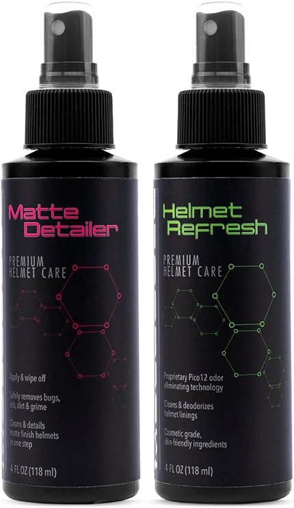 Molecule Small Matte Helmet Kit, Matte Detailer and Refresh, Premium Helmet Care, Cleans and Details Matte Finish, 4 Ounce Kit