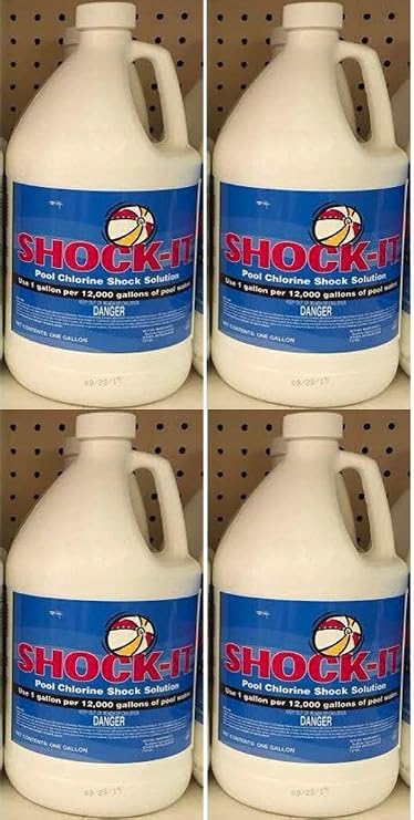 1 Case of Liquid Chlorine Pool Shock - Commercial Grade 12.5% Concentrated Strength - 4 Gallons