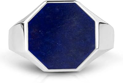 Signet Rings for Men Octagonal Cut Gemstone Signet Ring 925 Sterling Silver 10K 14K 18K Gold Statement Ring for Men