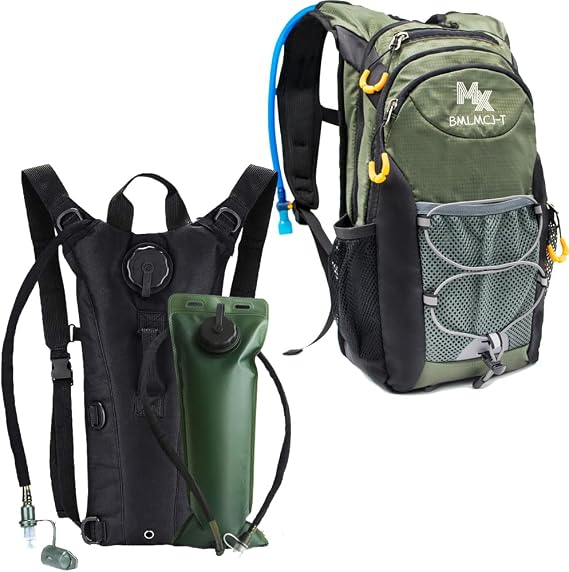 Hydration Backpack for Hiking,Black/Blue Water Hydration Backpack with 3L/2L Water Bladder,Women Men Insulated Lightweight Water Backpack for Running, Climbing, Biking, Hiking, Cycling(Black&Green)