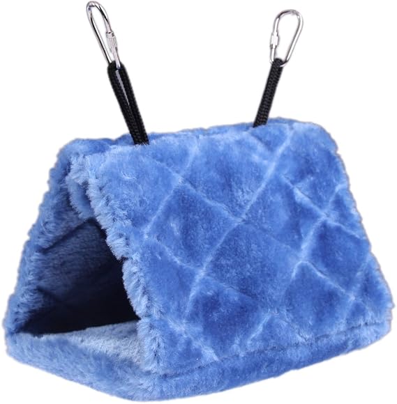 Vktech Plush Snuggle Bird Hammock Hanging Snuggle Cave Happy Hut Bird Parrot Hideaway Size M (23.5 * 22cm) (Blue)