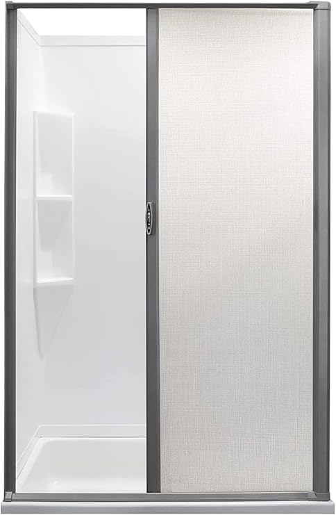RV Retractable Rolling Shower Door (Platinum, 40" W x 64" H)