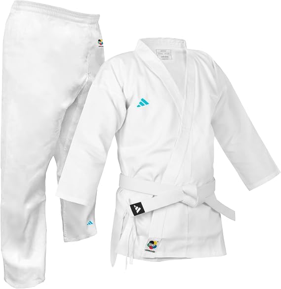 adidas | Adistart Karate Gi for Men, Women & Kids | Perfect for Training and Sparring | Lightweight Polycotton Martial Arts Uniform with Elasticated Waistband and White Belt (195g/7oz) 110-190cm
