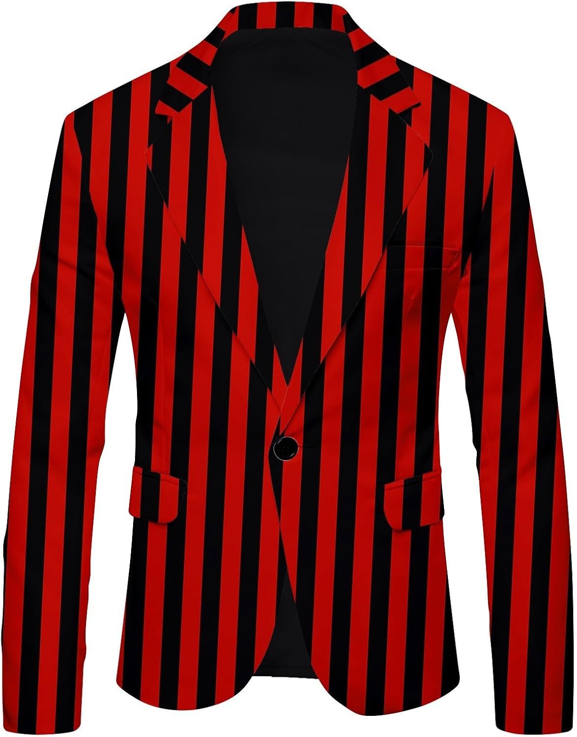 Mens Casual Pinstripe Blazer Fashion Color Block Sport Coat Slim Fit One Button Seperate Suit Dinner Blazer Jacket Red
