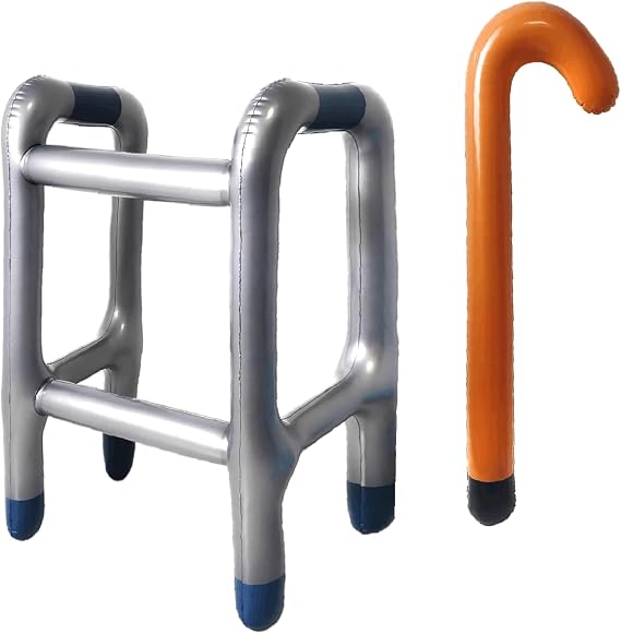 Inflatable Zimmer Frame-Inflatable Walker and Cane - Retirement Party Decorations Gag Funny Old Age Costume Accessories, 40, 50, 60th birthday party decor Christmas Birthday gifts for men