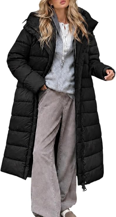 Bellivera Women's Quilted Puffer Jacket Long Winter Belted Coat