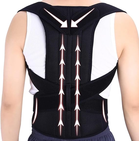 Plus Size Posture Corrector For Women And Men, Back Straightener, Hunchback Correction, Spine Corrector, Back Pain Relief, Support Brace For Neck, Shoulder, And Back (Black 4XL)