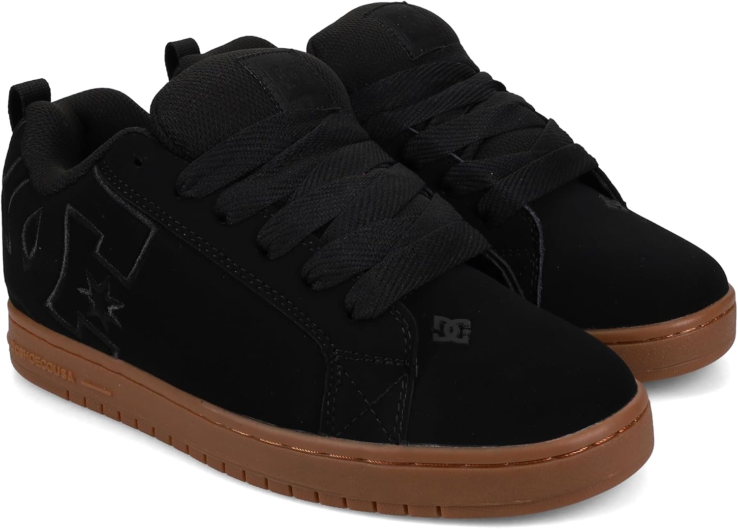 DC Men's Court Graffik Casual Low Top Skate Shoes Sneakers Skate Shoes, Black/Gum/Black , 11.5