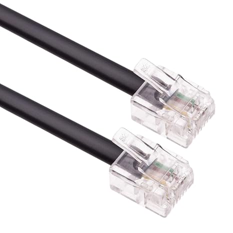 Keple 10m RJ11 Cable ADSL Extension Lead Phone Cord Telephone Plug High Speed BT Internet Broadband Male to Male Router and Modem to RJ11 Phone Socket, Microfilter, Landline Wire (Black)