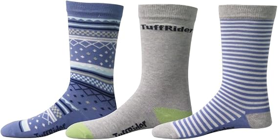 TuffRider Hera Kids Socks - 3 Pack - Blue/Grey/Blue