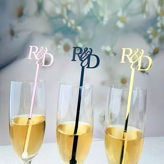 jfs Personalized Drink Stirrers Wedding Cocktail Sticks,Personalized Wedding Drink Stirrer,Custom Name Crystal Cake Pops, Cocktail Coffee Drink Stirrers, Lolipop Stick (100PCS)
