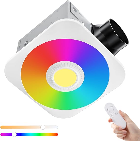 Bathroom Exhaust Fan with Light, 36W Quiet Vent Fan & 1500lm LED Light