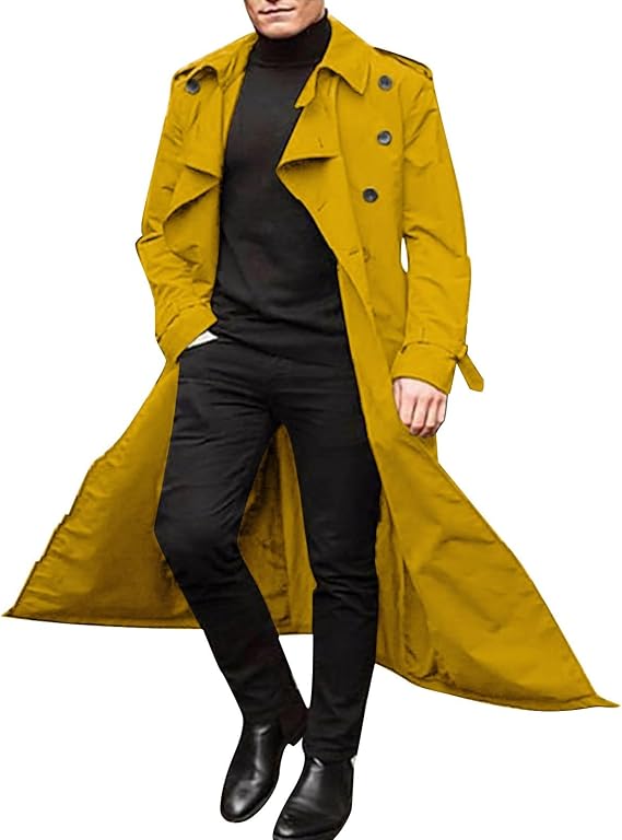 Trench Coat Men 2025 Winter Lapel Long Jacket Double Breasted Overcoat Soft Elegant Casual Windbreaker