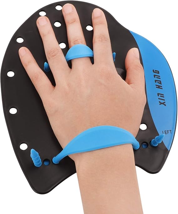GREUS Unisex Swim Hand Paddles Gloves Swimming Training Paddles with Adjustable Straps Aquatic Gloves Water Resistance Aqua Fit Workout Fitness Gear, for Women Men Teens Kids