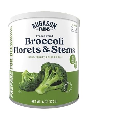 Augason Farms Freeze Dried Broccoli Florets & Stems #10 Can 7 oz by Augason Farms