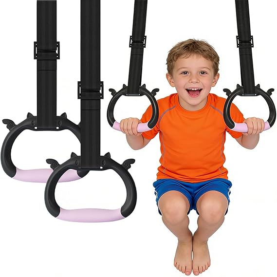Gymnastics Rings for Kids Bars,Gymnastic Rings Gymnastics Rings,Children's Adjustable Strap Strength Training Rings for Physical Training Used with Indoor Horizontal Bar Load-Bearing 250kg Non-slip