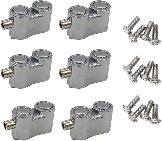 6Pcs Snare Drum Lugs Parts Metal Single End Percussion Drum Lug with Mounting Screws for Drum Set Hardware Accessory 51x30mm