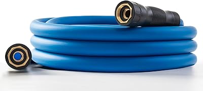 58 Female to Female HotCold Water Leader Hose 15ft,50F to 190F Flexible,Burst 600 Psi 34 Brass Fittings with Swivel Grip Handle for Outdoor,Yard, Farm, Blue