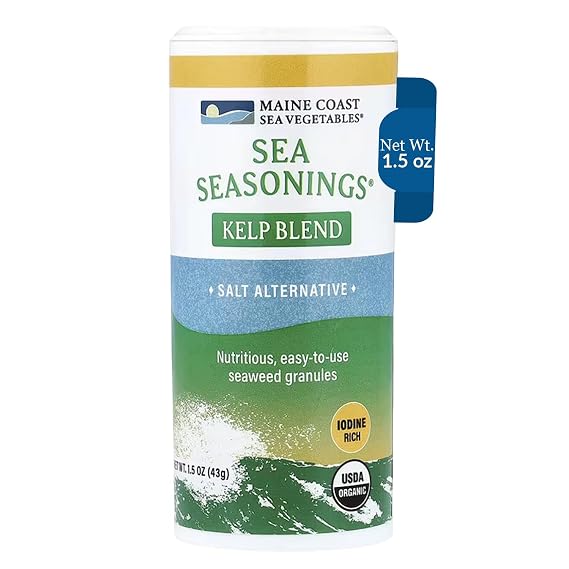 Maine Coast Sea Vegetables Kelp Granules Blend | Organic Seaweed Snacks | Sustainably Harvested | Low Sodium Salt Alternative | Rich in Iodine & Minerals | Ideal for Soups, Salad | 1.5 oz (Pack of 1)