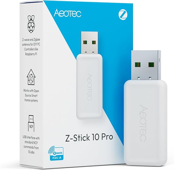 Z-Stick 10 Pro - Zigbee 3.0 & Z-Wave 800 Series USB Adapter - Works with HomeAssistant - Zigbee2MQTT - Z-Wave Controller - Z-Wave Long Range - Up to 1 Mile Wireless Range - cloudfree