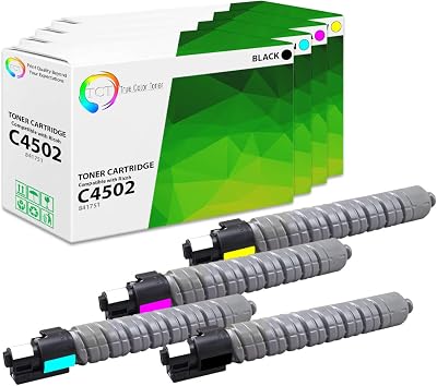TCT C4502 Toner Cartridge 4 Pack - Compatible Replacement for Ricoh Aficio 841751 841754 841753 841752 Works with Ricoh Aficio MP C4502 MP C5502 Printers Black Cyan Magenta Yellow
