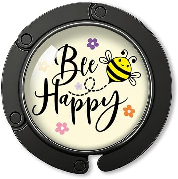 YAZMEEN Cute Honey Bee Foldable Purse Hook for Table, Bee Happy, Women's Handbag Hanger Holder, Portable Purse Table Hanger, Funny Desk Hook Gifts for Women Mom Wife Sister Friend Bestie Coworker
