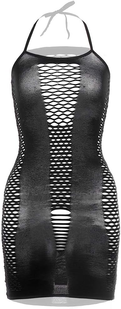 Women Sexy Lingerie Fishnet Babydoll Mesh Mini Dress Chemise