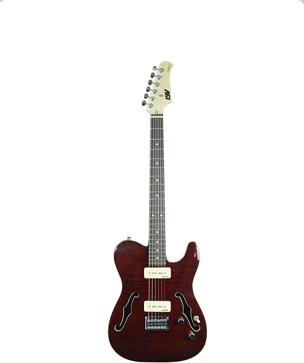 IYV 6 String ITF-450 TRD PRS Solid-Body Electric Guitar, Trans Red, Right