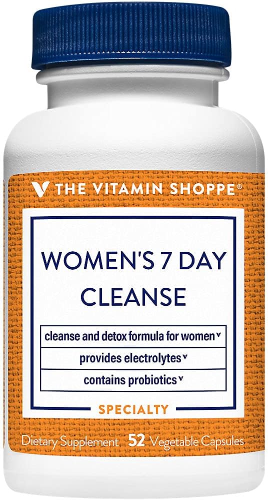 The Vitamin Shoppe Women's 7-Day Cleanse - Detox Formula | with Probiotics & Electrolytes | 52 Vegetable Capsules | Gentle Wellness