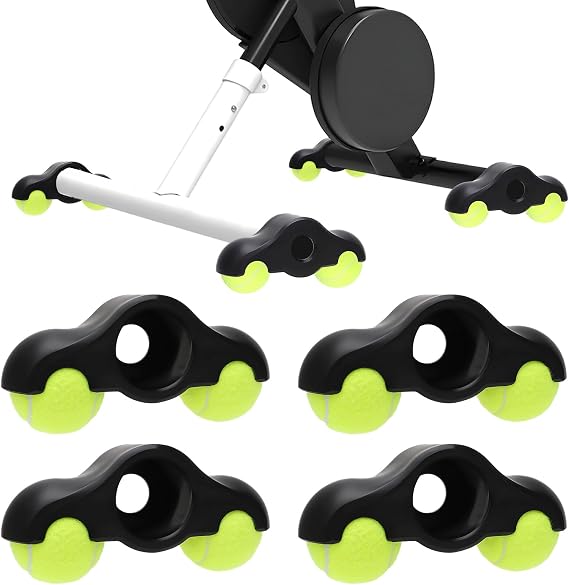 Rocker Plate Feet, 4 Pieces Indoor Cycling Snap Rocker Feet Adapter, Portable Rocker Plate Bicycle Trainer, Tennis Ball Feet with 8 Tennis Balls for Kickr Core Roller Trainer Intensive Training