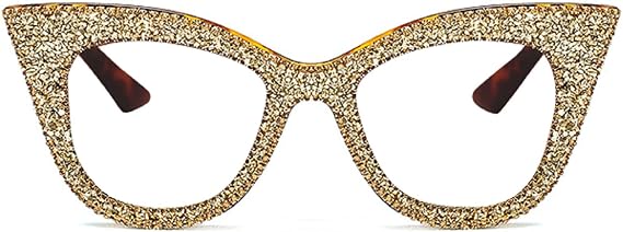 Cat Eye Reading Glasses Bling Rhinestones Crystal Black Diamond Frame Eyewear Anti Blue Light Reader (leopard, 1.5x)
