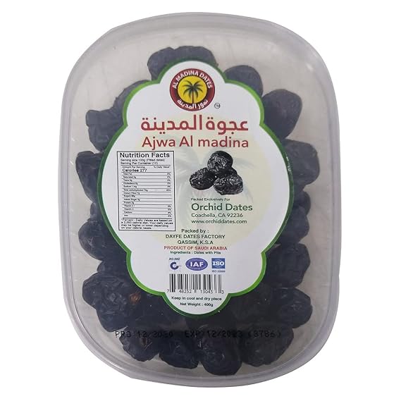 Ajwa Madinah Dates Imported from Madinah Munawwara (400 g) - Premium Quality - Ramadan Gift Box - Fiber-Rich Snack Dry Fruit