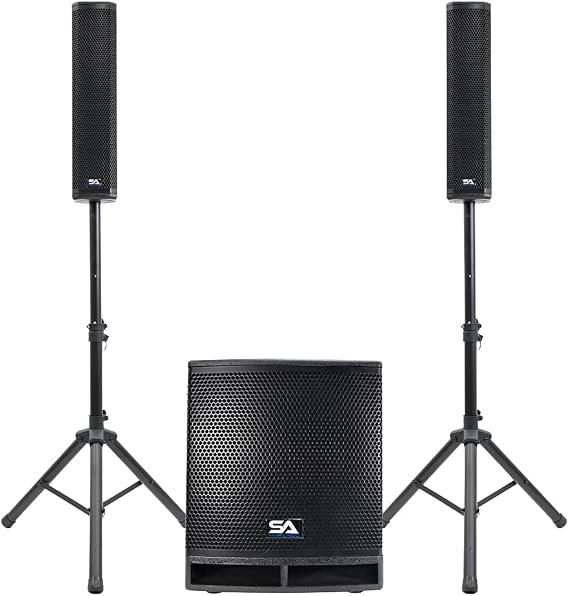 Seismic Audio - Apex-12D - Column Line Array Speaker System - 1600 Watt 12" Active Subwoofer and 4x4 Column Speakers