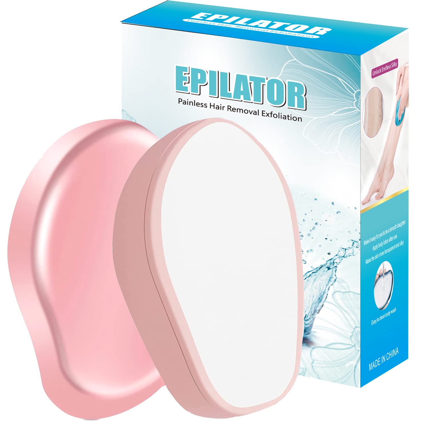 Crystal Hair Eraser for Women and Men,Reusable Crystal Hair Remover, Magic Painless Exfoliation Hair Removal Tool,Magic Hair Eraser for Back Arms Legs Pink