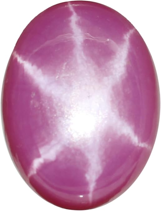GEMHUB NAtural Star Ruby 9-10 Carat Oval Cabochon Pink Star Ruby, 6 Rays Pink Ruby Loose Gemstone