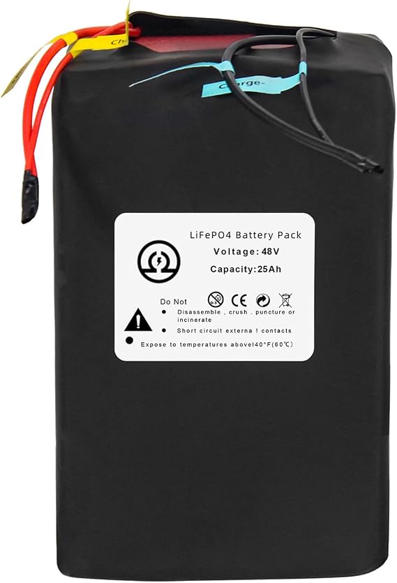 48V 52V 12AH 15Ah 16Ah 18Ah 20Ah 25Ah 30Ah 40Ah 50Ah LiFePO4 Lithium B-attery,Built-in 30A/40A/50A BMS for 0-2000W(48V/52V 25AH)