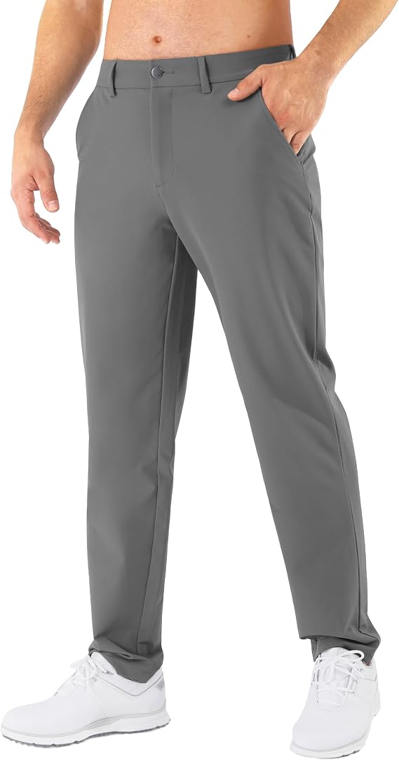 Mens Golf Pants Stretch Classic Fit Dress Pants 30"/32"/34" Quick Dry 6 Pockets Water-Resistant Casual Trousers