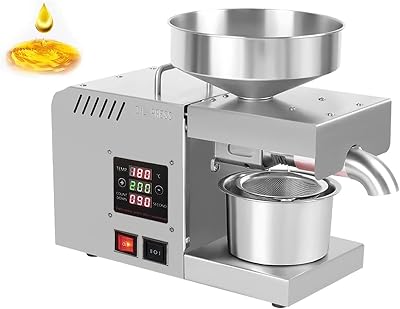 Automatic Oil Press Extractor Stainless Steel Oil Presser Machine Cold Hot Nuts Oil Expeller with LCD Display Temperature Control for Peanut, Soybeans, Rapeseed 610W, 110v