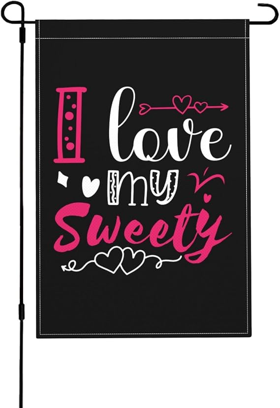 I Love My Sweety Garden Flags for Outside 12x18 Inch Double Sided Welcome Spring Summer Garden Flag Durable Patio Lawn Seasonal Decor Flag