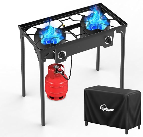 2 Burner Propane Camp Stove | 150,000 BTU | High Pressure Gas Burners
